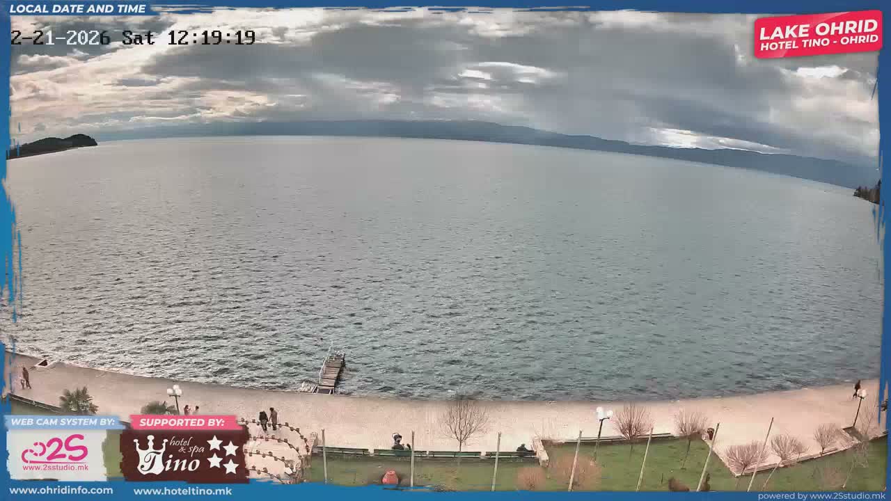 Jugozapaden (Southwestern)( Југозападен Граница Северна Македонија - Албанија Поглед на копното на Албанија и Охридското Езеро, Охрид) North Macedonia - Albania Border Albanian Mainland View &  Lake Ohrid, Ohrid Live Cam - Sveti Stefan, Ohrid, Southwestern, North Macedonia
