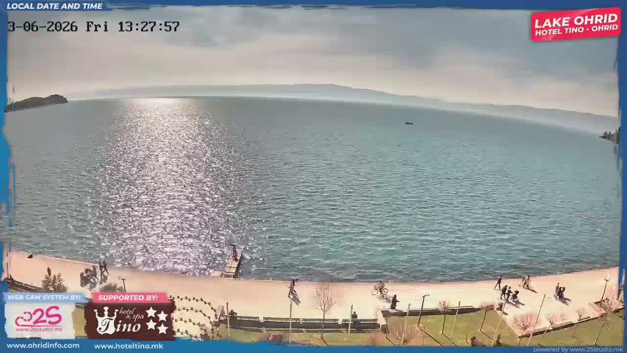 Jugozapaden (Southwestern)( Југозападен Граница Северна Македонија - Албанија Поглед на копното на Албанија и Охридското Езеро, Охрид) North Macedonia - Albania Border Albanian Mainland View &  Lake Ohrid, Ohrid Live Cam - Sveti Stefan, Ohrid, Southwestern, North Macedonia