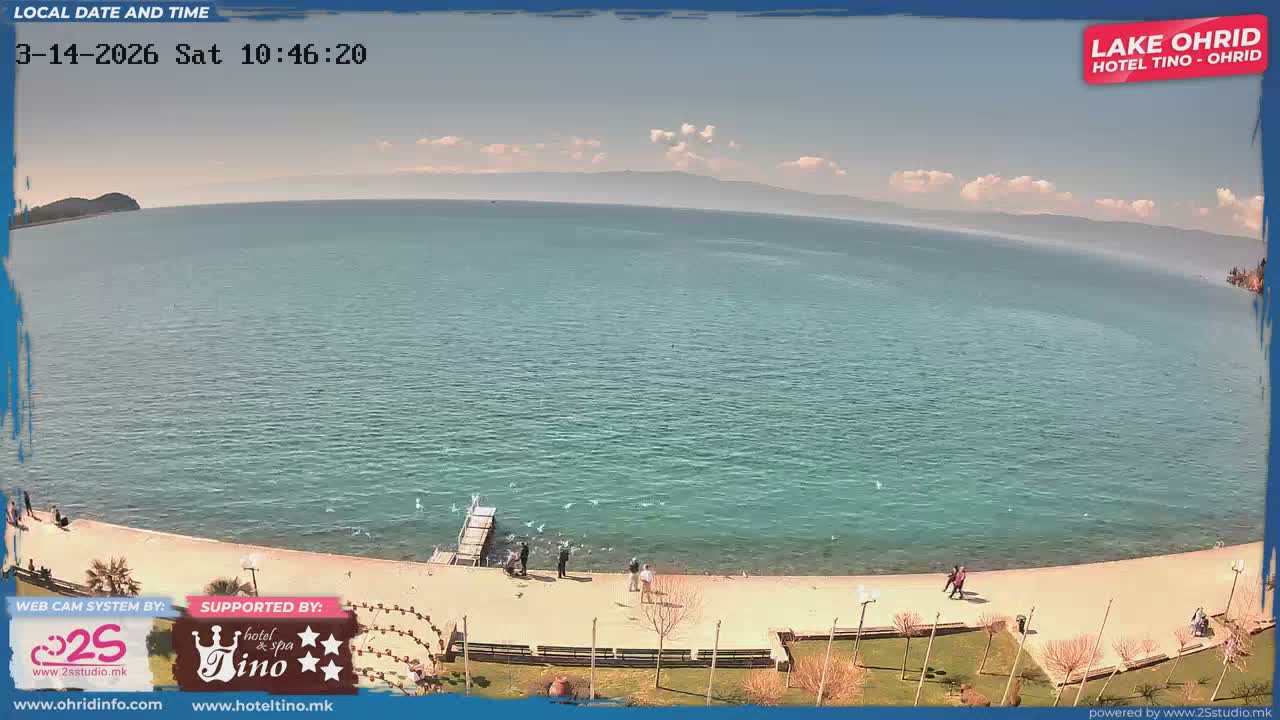 Jugozapaden (Southwestern)( Југозападен Граница Северна Македонија - Албанија Поглед на копното на Албанија и Охридското Езеро, Охрид) North Macedonia - Albania Border Albanian Mainland View &  Lake Ohrid, Ohrid Live Cam - Sveti Stefan, Ohrid, Southwestern, North Macedonia