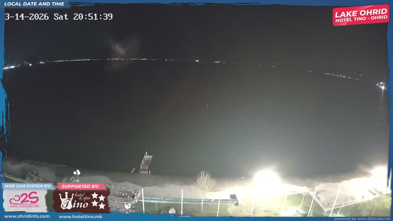 Jugozapaden (Southwestern)( Југозападен Граница Северна Македонија - Албанија Поглед на копното на Албанија и Охридското Езеро, Охрид) North Macedonia - Albania Border Albanian Mainland View &  Lake Ohrid, Ohrid Live Cam - Sveti Stefan, Ohrid, Southwestern, North Macedonia