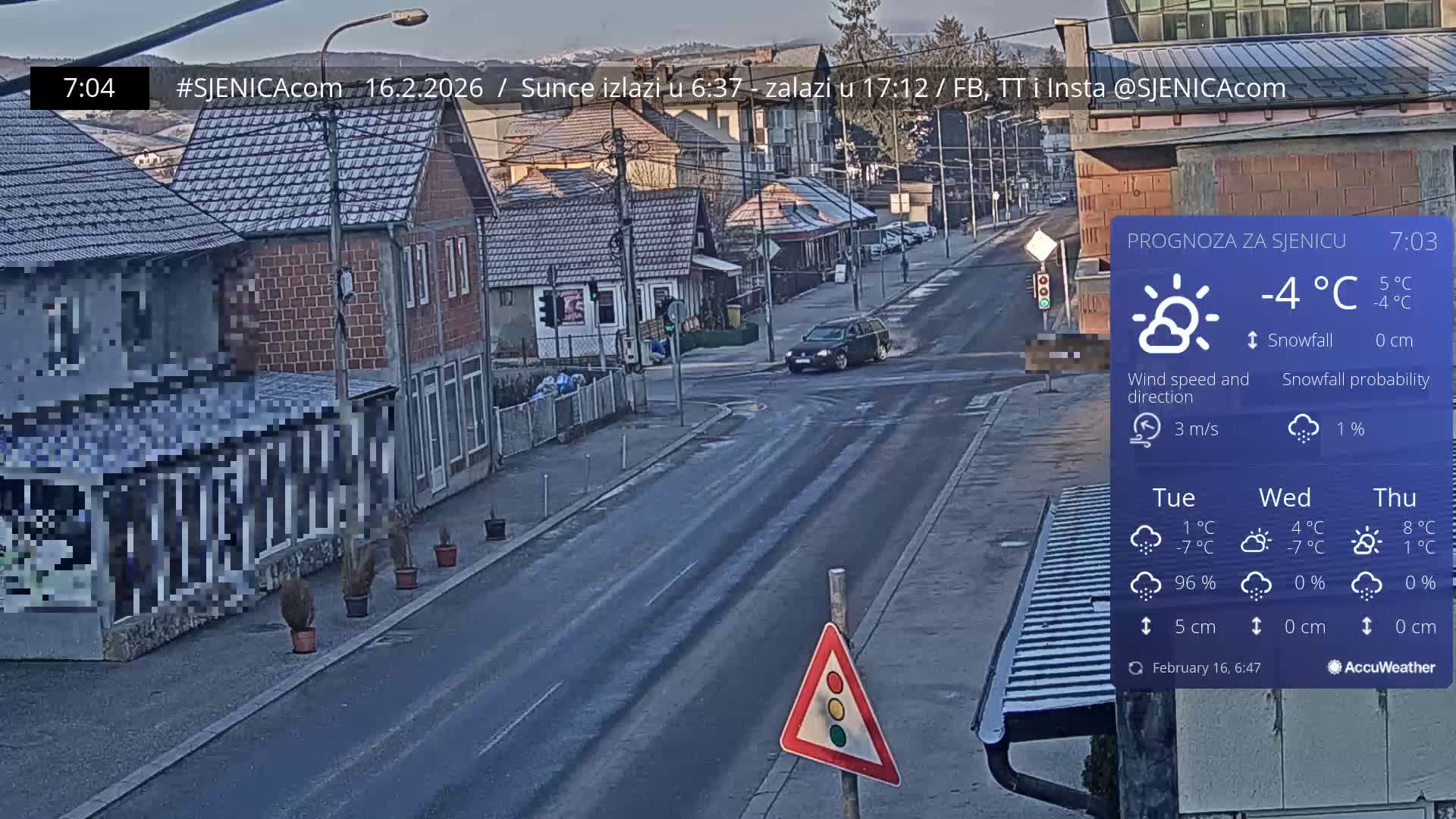 Zlatibor (Златибор, Раскрсница Улица Милорада Јовановића / Раскрсница улице Пештерске, Сјеница ) Raskrsnica Milorada Jovanovića Street / Pešterske Street Intersection, Sjenica Live Cam - Sjenica,  Zlatibor,  Šumadija and Western Serbia, Serbia 