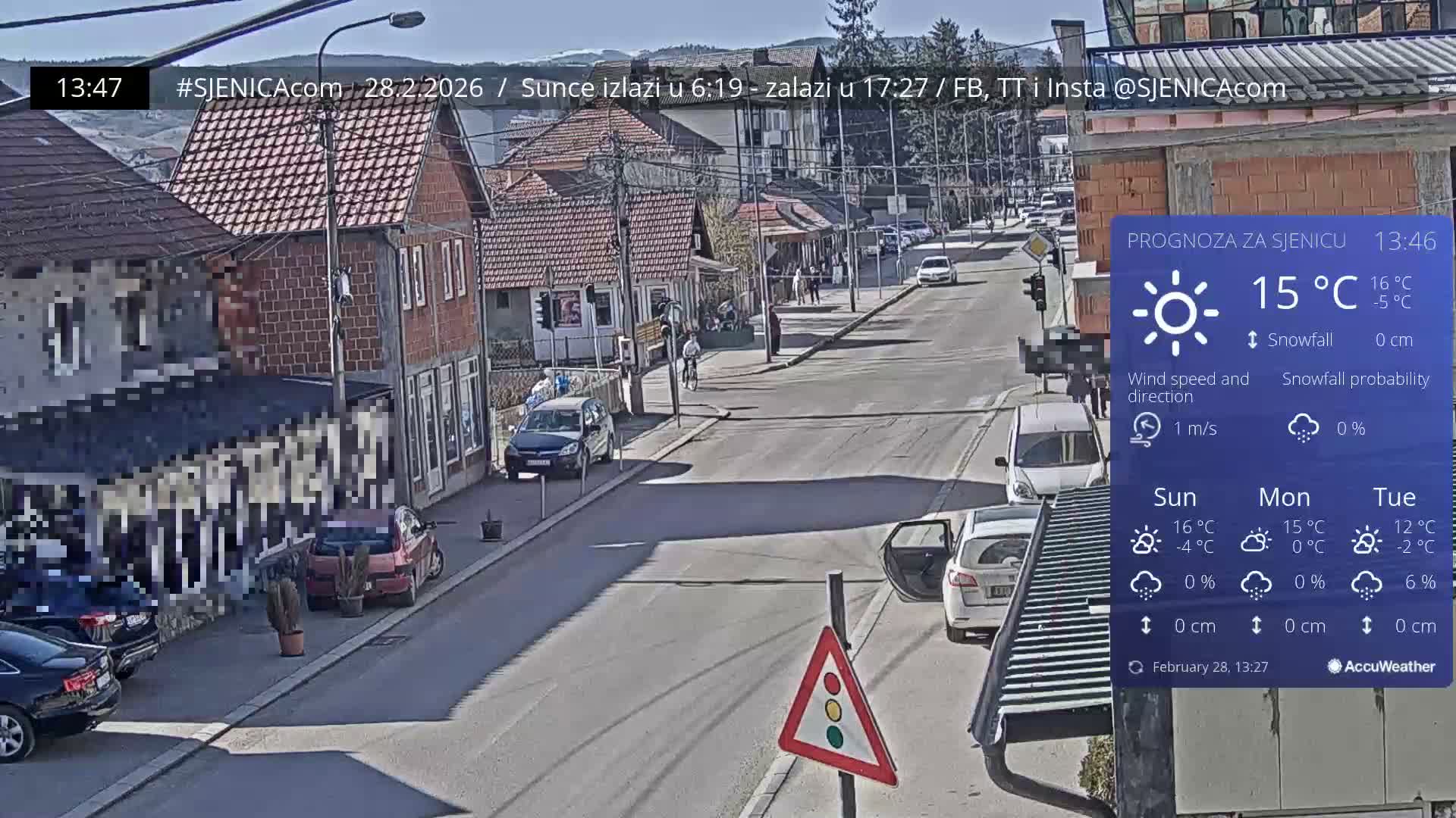 Zlatibor (Златибор, Раскрсница Улица Милорада Јовановића / Раскрсница улице Пештерске, Сјеница ) Raskrsnica Milorada Jovanovića Street / Pešterske Street Intersection, Sjenica Live Cam - Sjenica,  Zlatibor,  Šumadija and Western Serbia, Serbia 