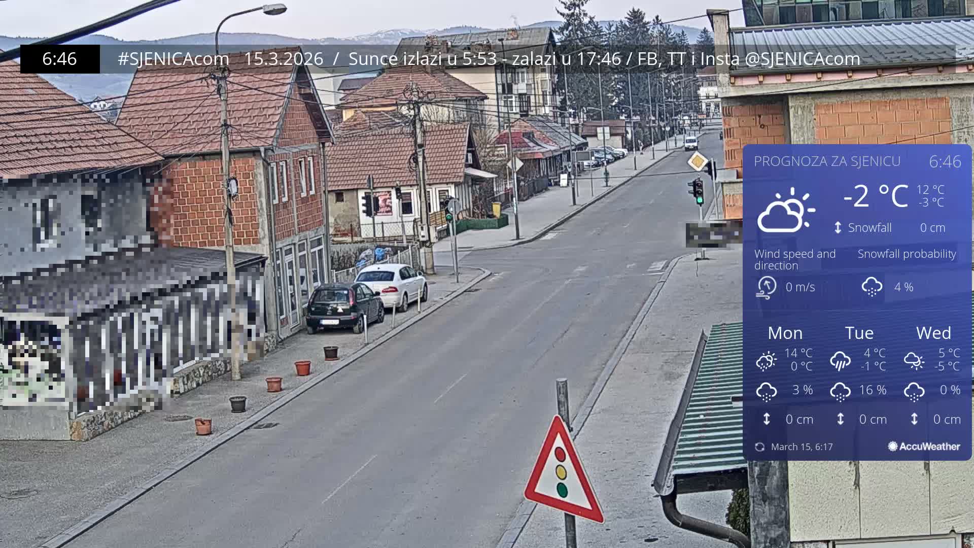 Zlatibor (Златибор, Раскрсница Улица Милорада Јовановића / Раскрсница улице Пештерске, Сјеница ) Raskrsnica Milorada Jovanovića Street / Pešterske Street Intersection, Sjenica Live Cam - Sjenica,  Zlatibor,  Šumadija and Western Serbia, Serbia 