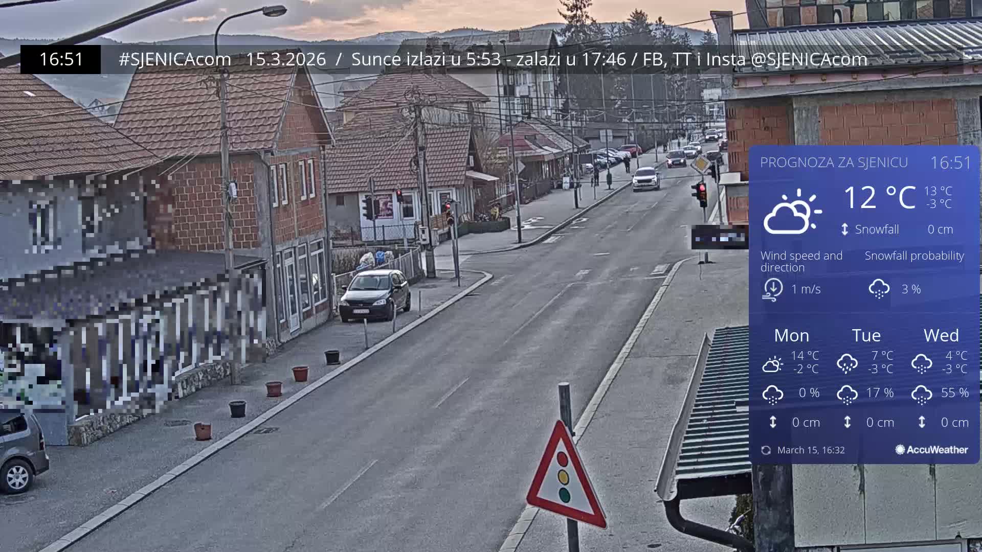 Zlatibor (Златибор, Раскрсница Улица Милорада Јовановића / Раскрсница улице Пештерске, Сјеница ) Raskrsnica Milorada Jovanovića Street / Pešterske Street Intersection, Sjenica Live Cam - Sjenica,  Zlatibor,  Šumadija and Western Serbia, Serbia 