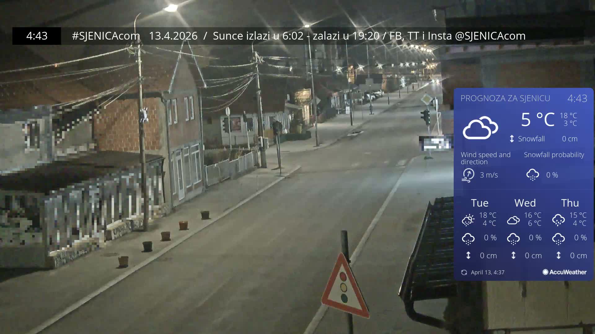 Zlatibor (Златибор, Раскрсница Улица Милорада Јовановића / Раскрсница улице Пештерске, Сјеница ) Raskrsnica Milorada Jovanovića Street / Pešterske Street Intersection, Sjenica Live Cam - Sjenica,  Zlatibor,  Šumadija and Western Serbia, Serbia 