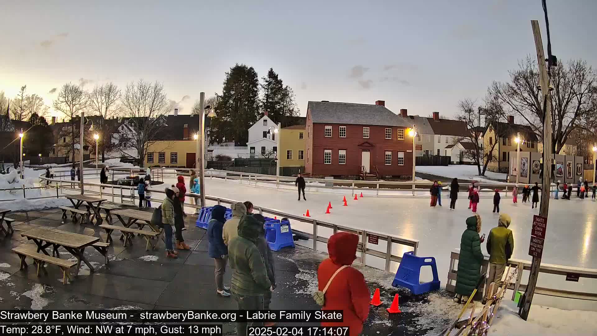 Ice Skating - Patio Cam at Strawbery Banke, Porsmouth , Live Camera, New Hampshire 