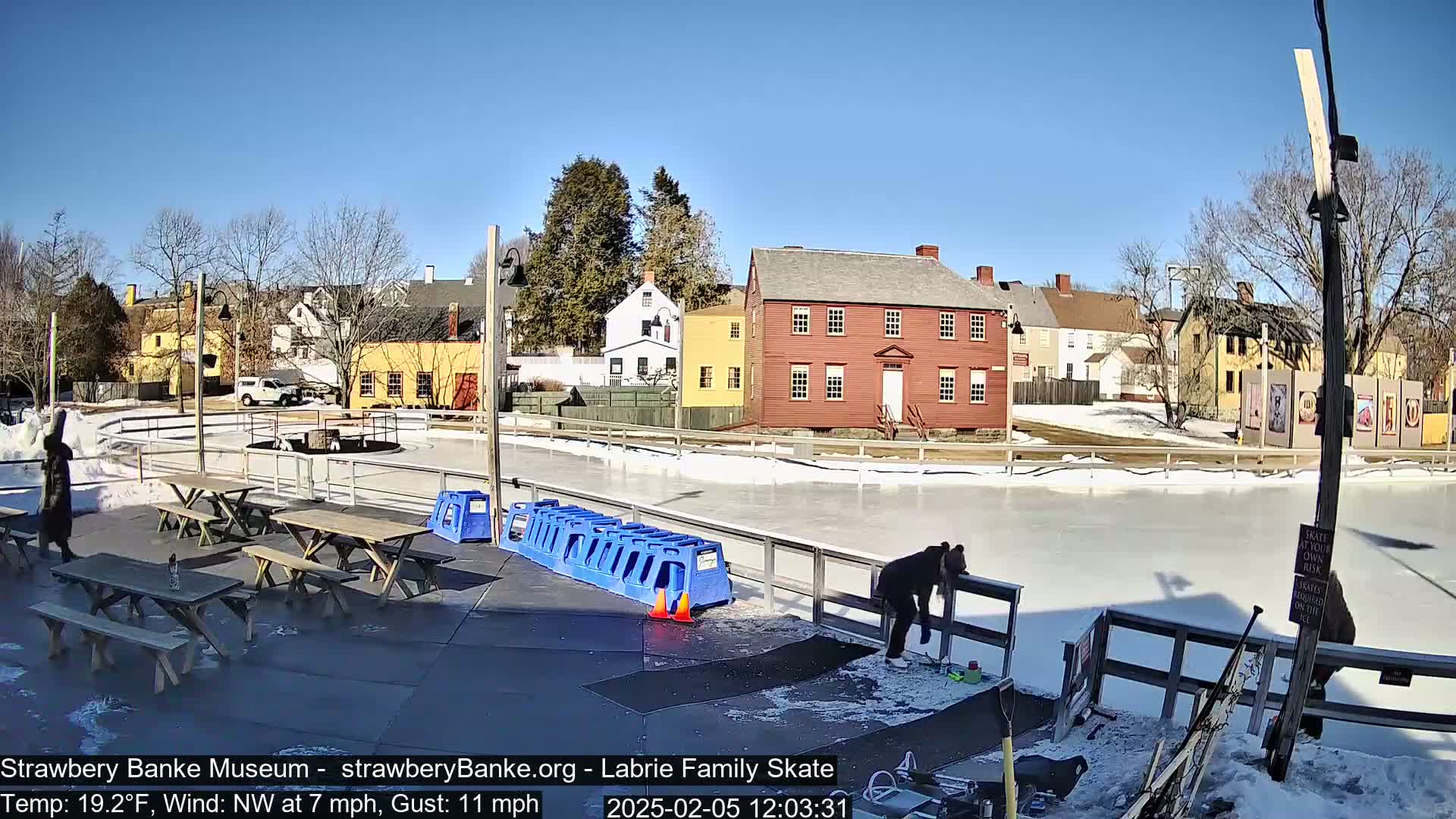  Ice Skating - Patio Cam at Strawbery Banke, Porsmouth , Live Camera, New Hampshire 