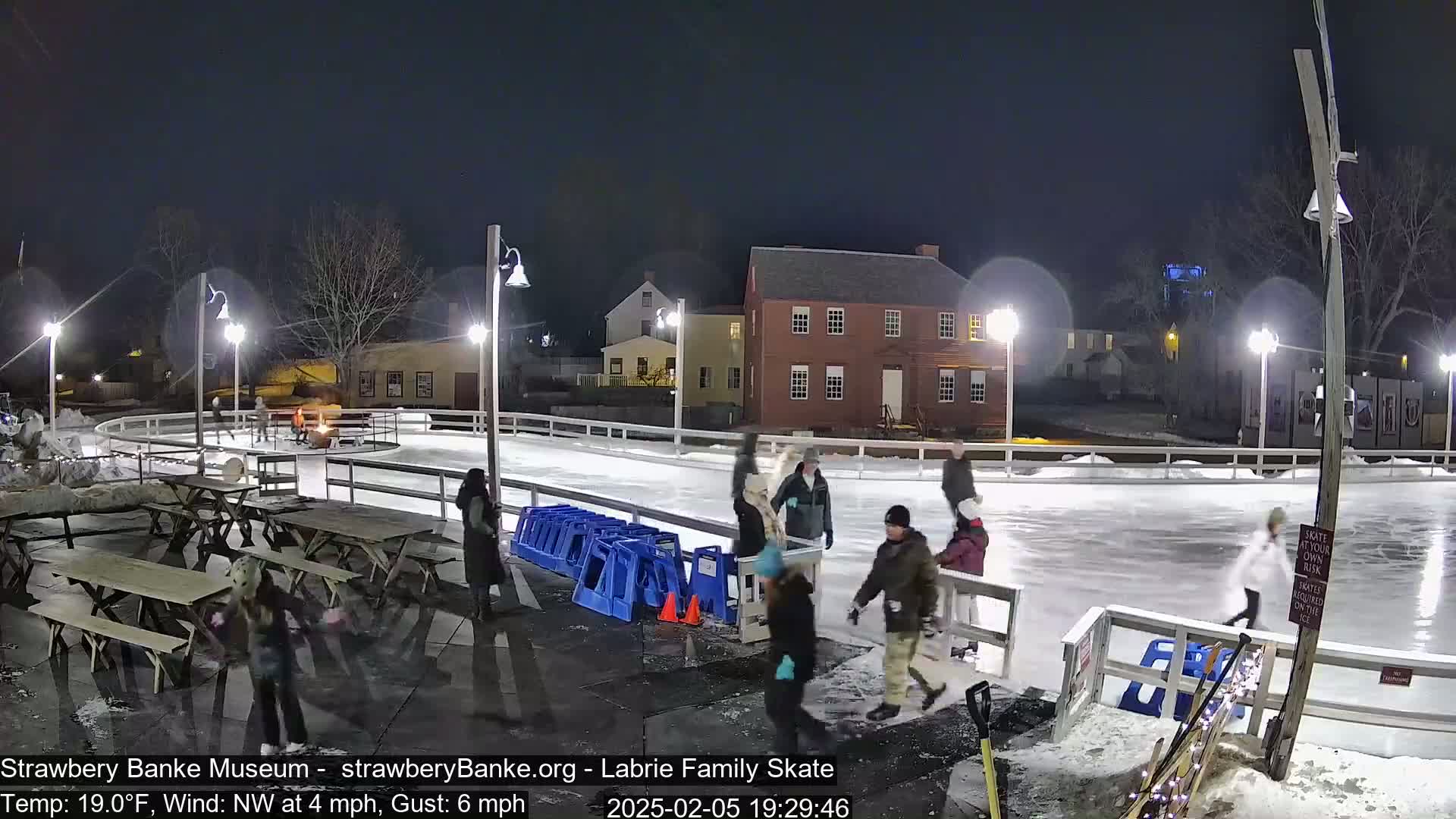  Ice Skating - Patio Cam at Strawbery Banke, Porsmouth , Live Camera, New Hampshire 