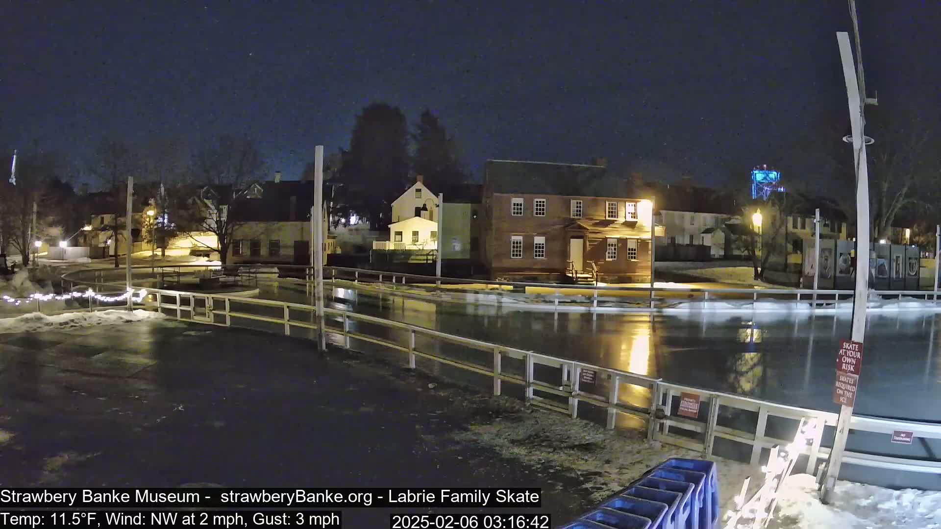  Ice Skating - Patio Cam at Strawbery Banke, Porsmouth , Live Camera, New Hampshire 