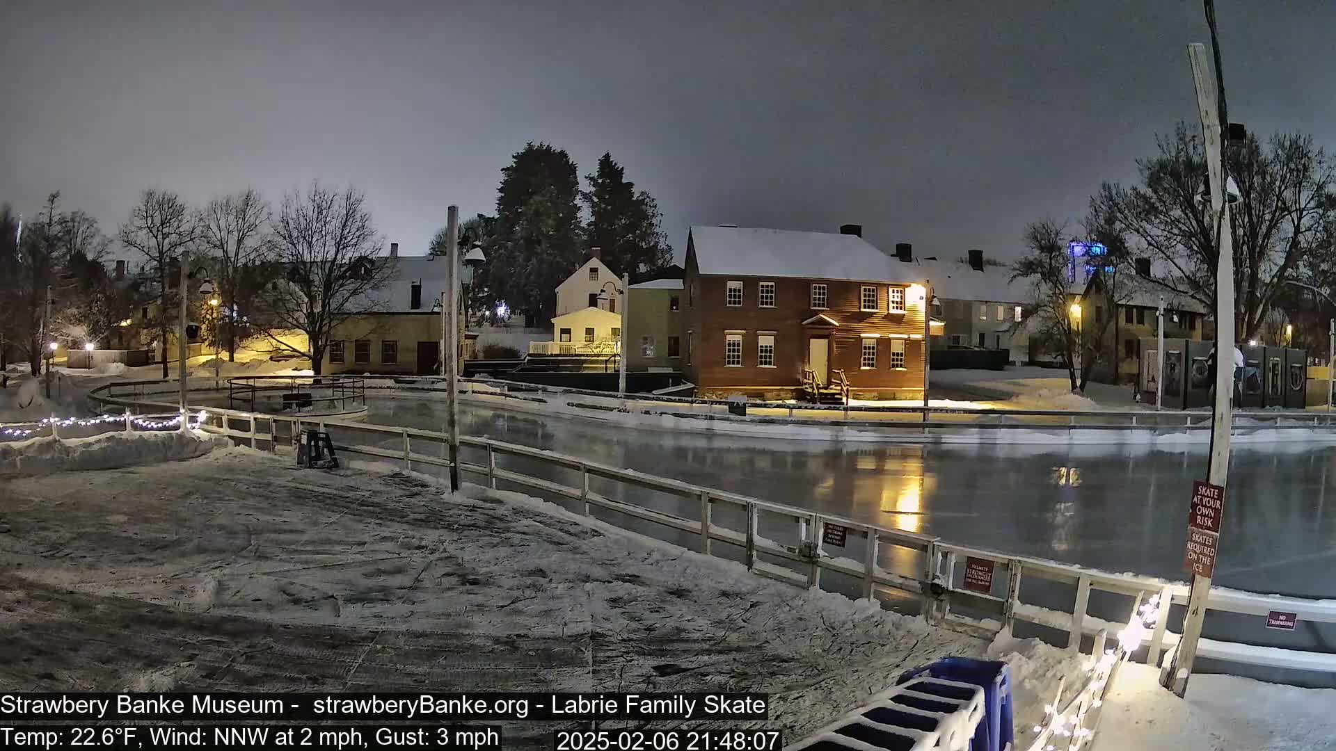  Ice Skating - Patio Cam at Strawbery Banke, Porsmouth , Live Camera, New Hampshire 