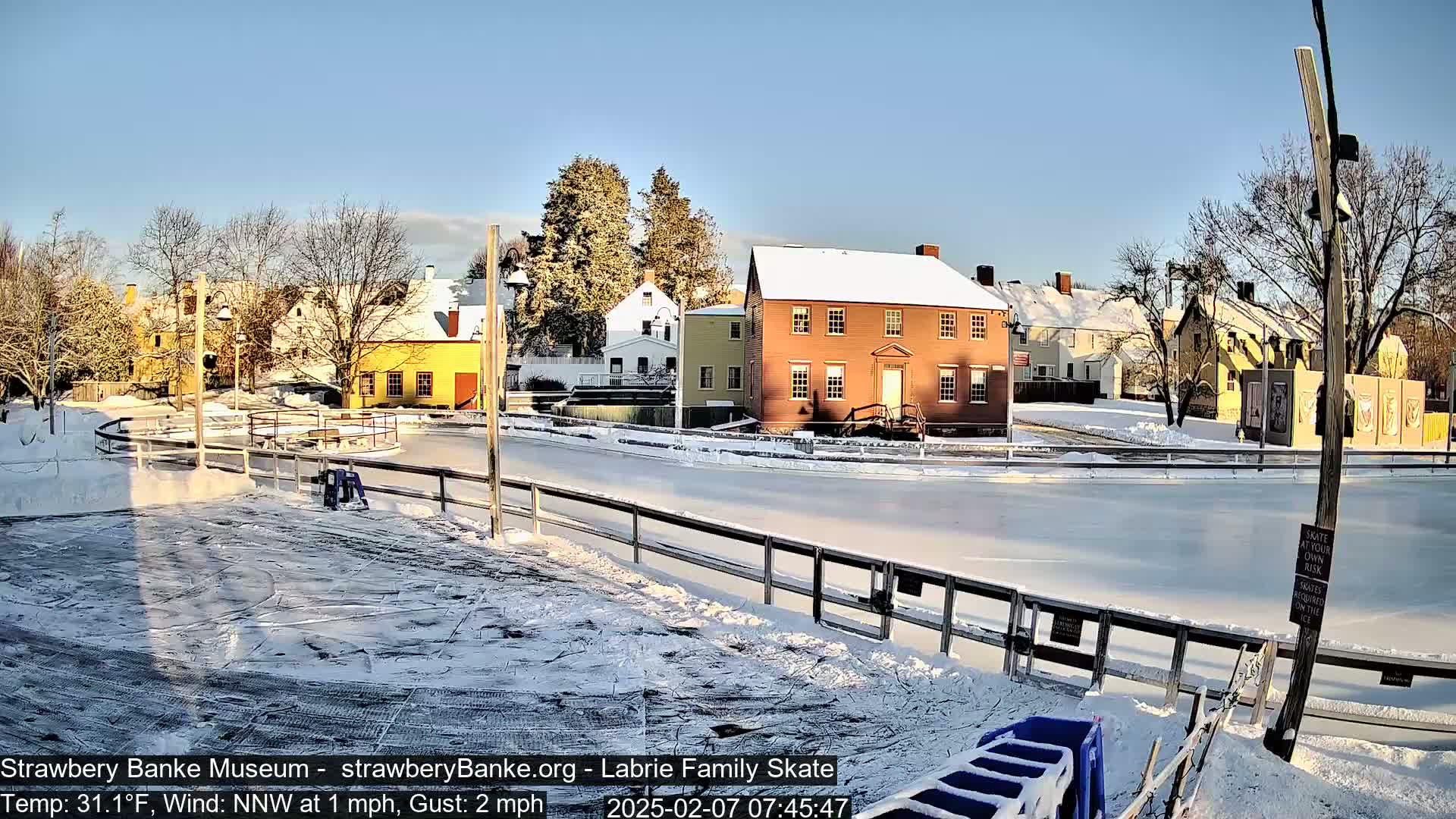  Ice Skating - Patio Cam at Strawbery Banke, Porsmouth , Live Camera, New Hampshire 