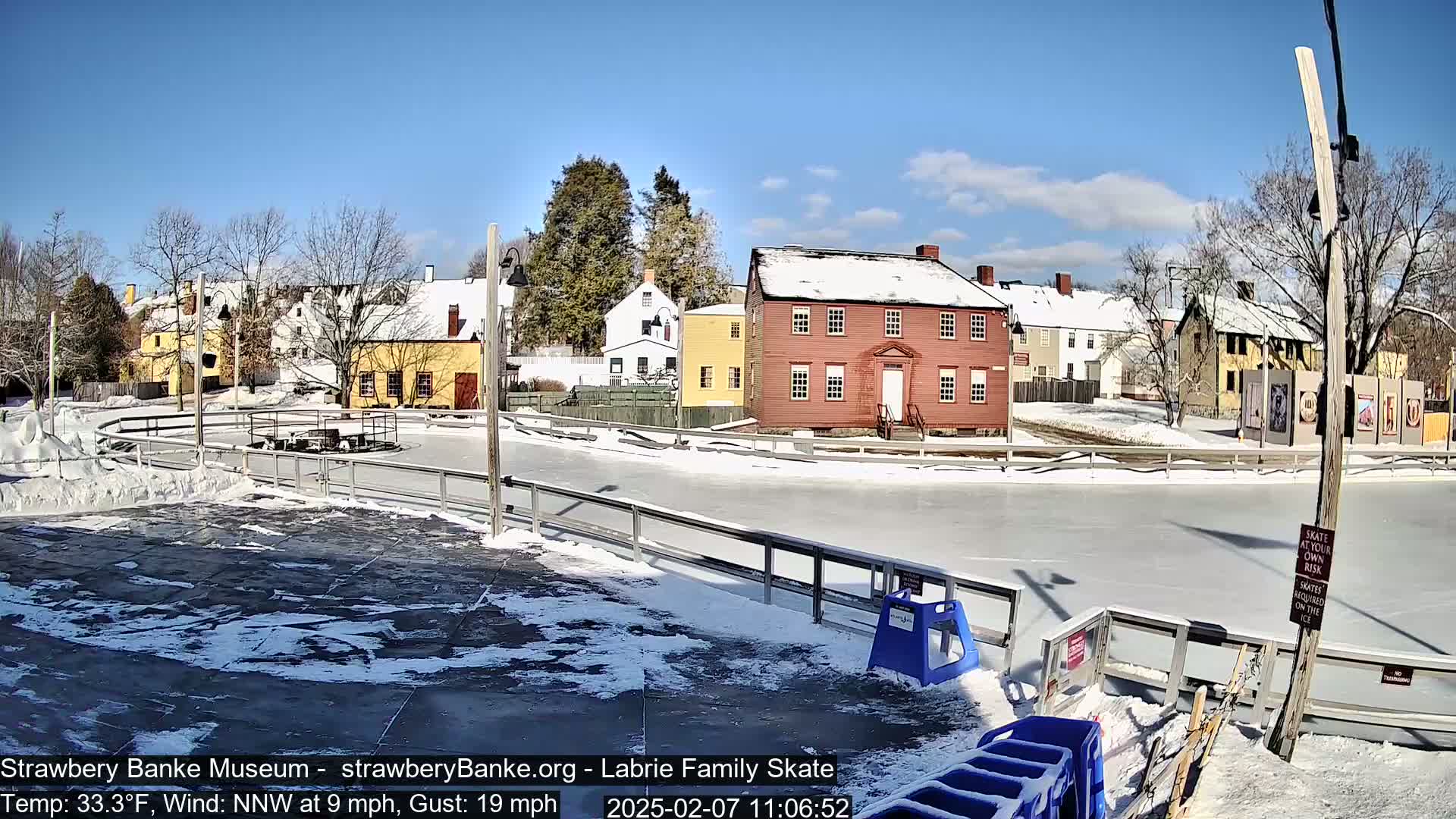  Ice Skating - Patio Cam at Strawbery Banke, Porsmouth , Live Camera, New Hampshire 