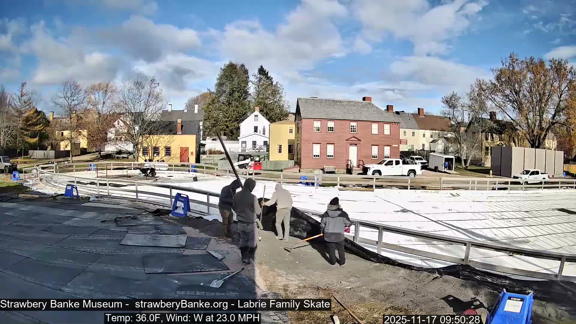  Ice Skating - Patio Cam at Strawbery Banke, Porsmouth , Live Camera, New Hampshire 