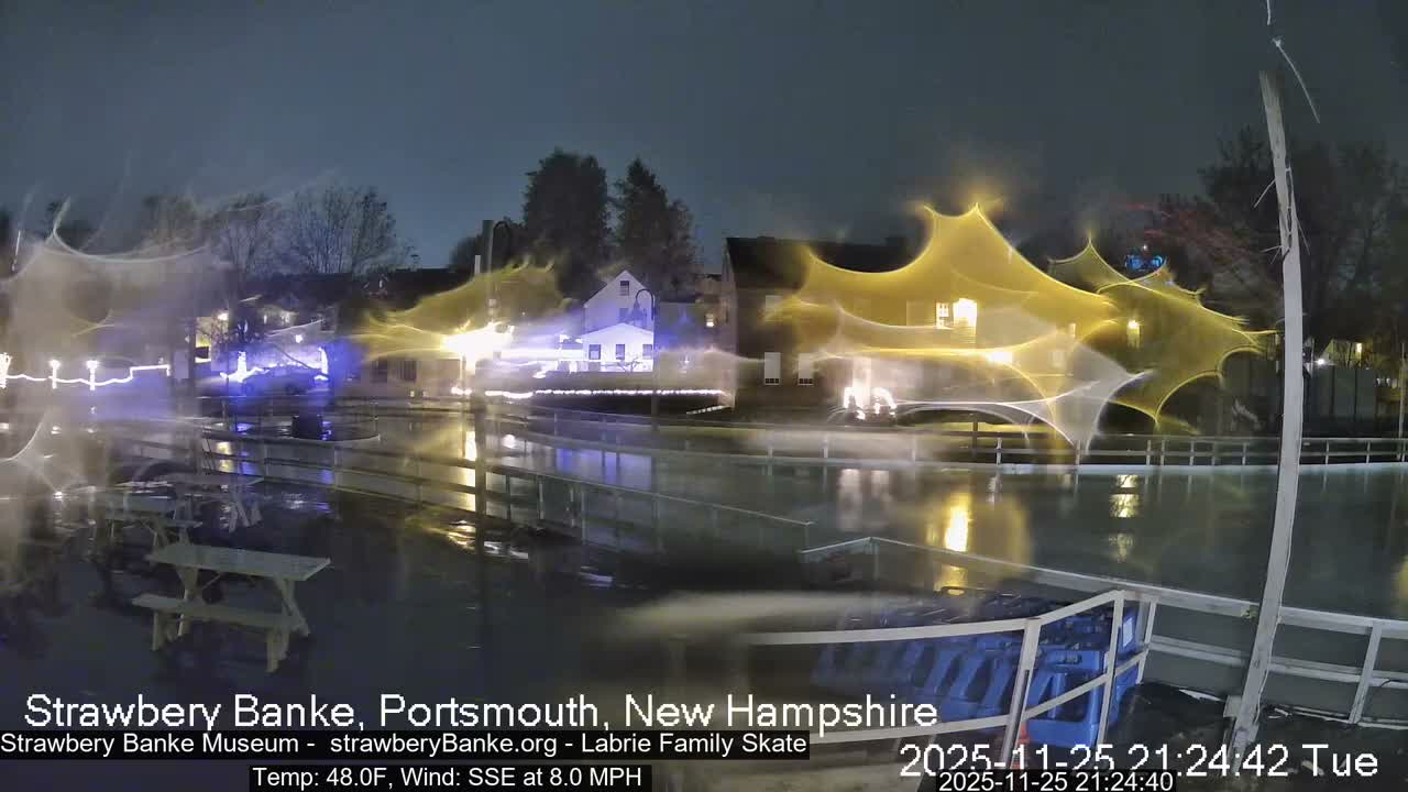 Ice Skating - Patio Cam at Strawbery Banke, Porsmouth , Live Camera, New Hampshire 