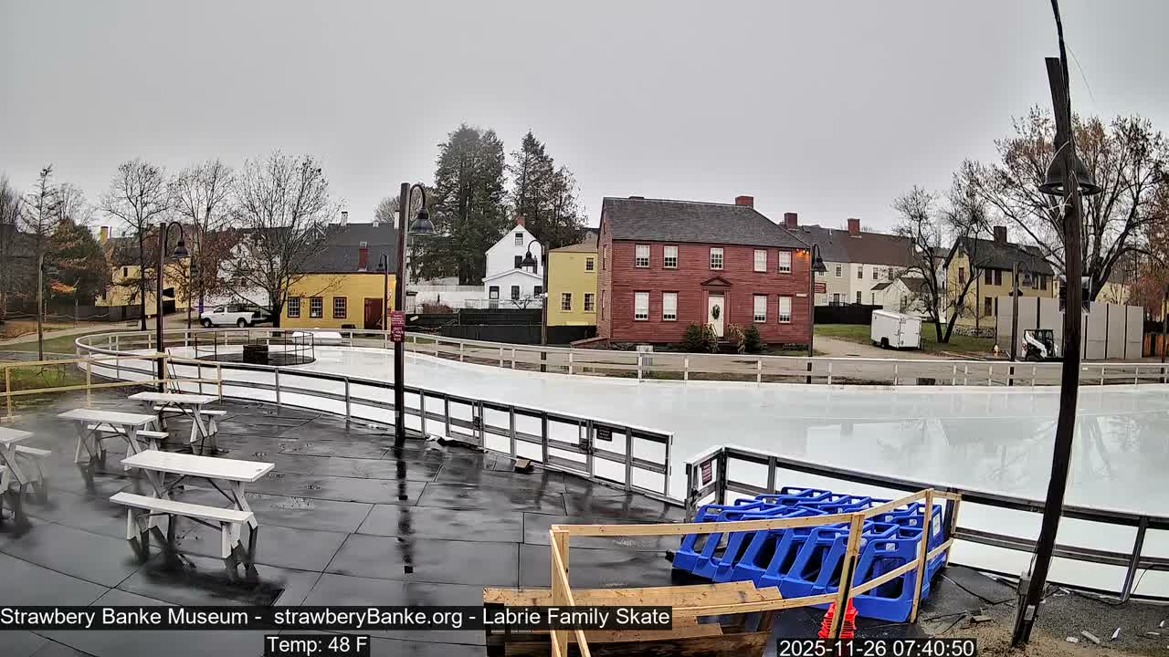 Ice Skating - Patio Cam at Strawbery Banke, Porsmouth , Live Camera, New Hampshire 