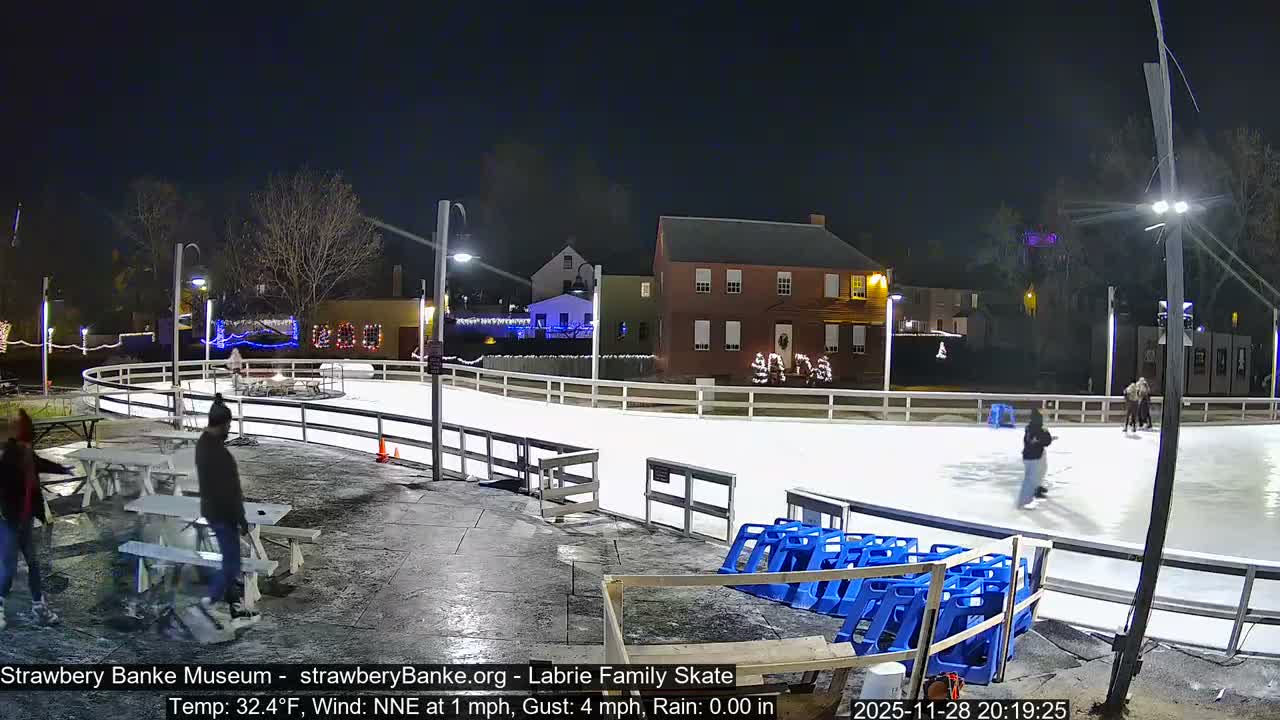 Ice Skating - Patio Cam at Strawbery Banke, Porsmouth , Live Camera, New Hampshire 