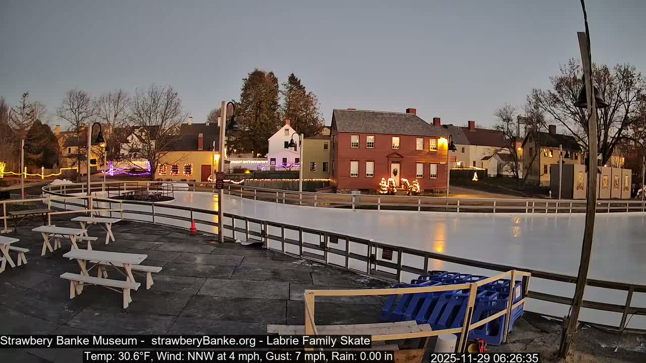 Ice Skating - Patio Cam at Strawbery Banke, Porsmouth , Live Camera, New Hampshire 