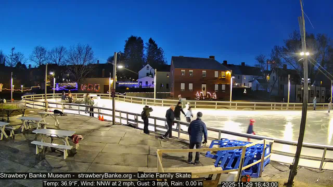 Ice Skating - Patio Cam at Strawbery Banke, Porsmouth , Live Camera, New Hampshire 