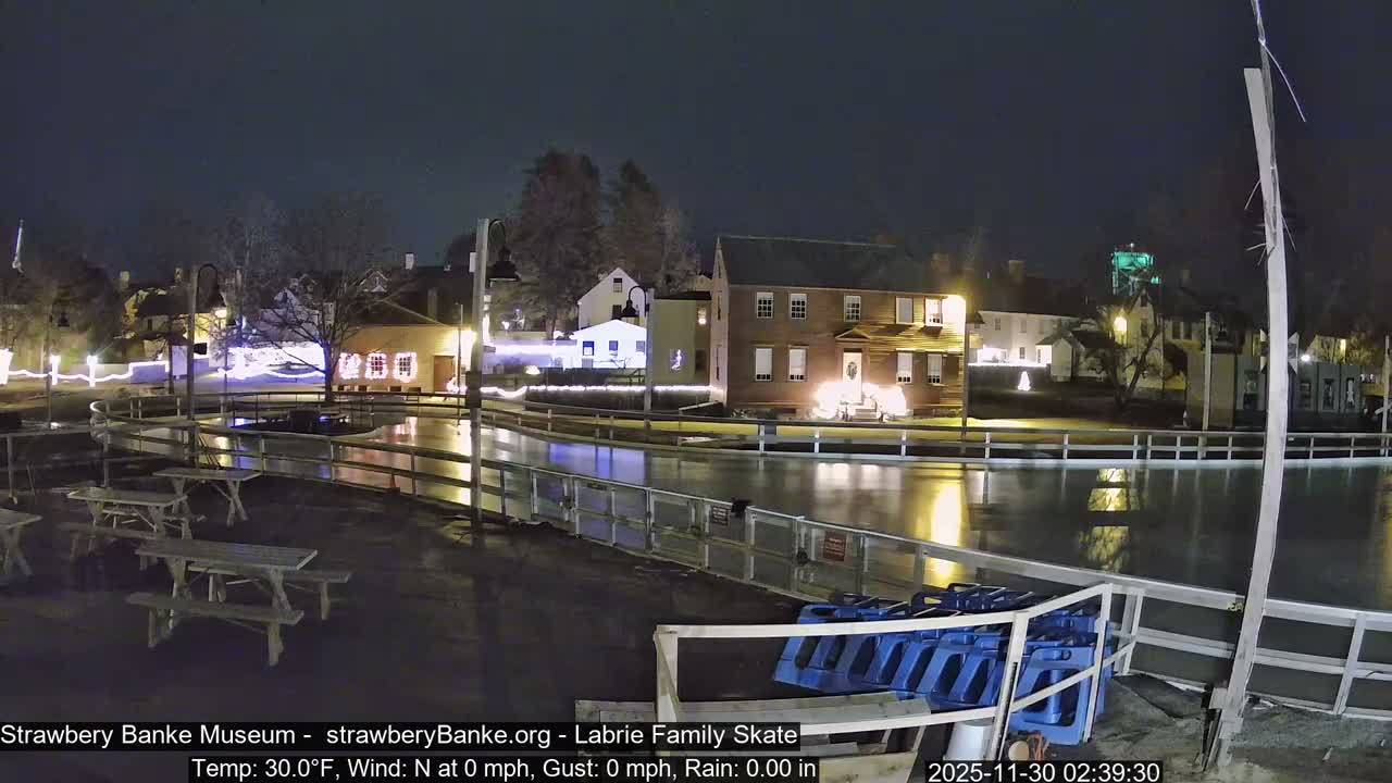 Ice Skating - Patio Cam at Strawbery Banke, Porsmouth , Live Camera, New Hampshire 