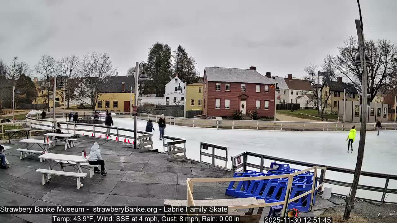 Ice Skating - Patio Cam at Strawbery Banke, Porsmouth , Live Camera, New Hampshire 