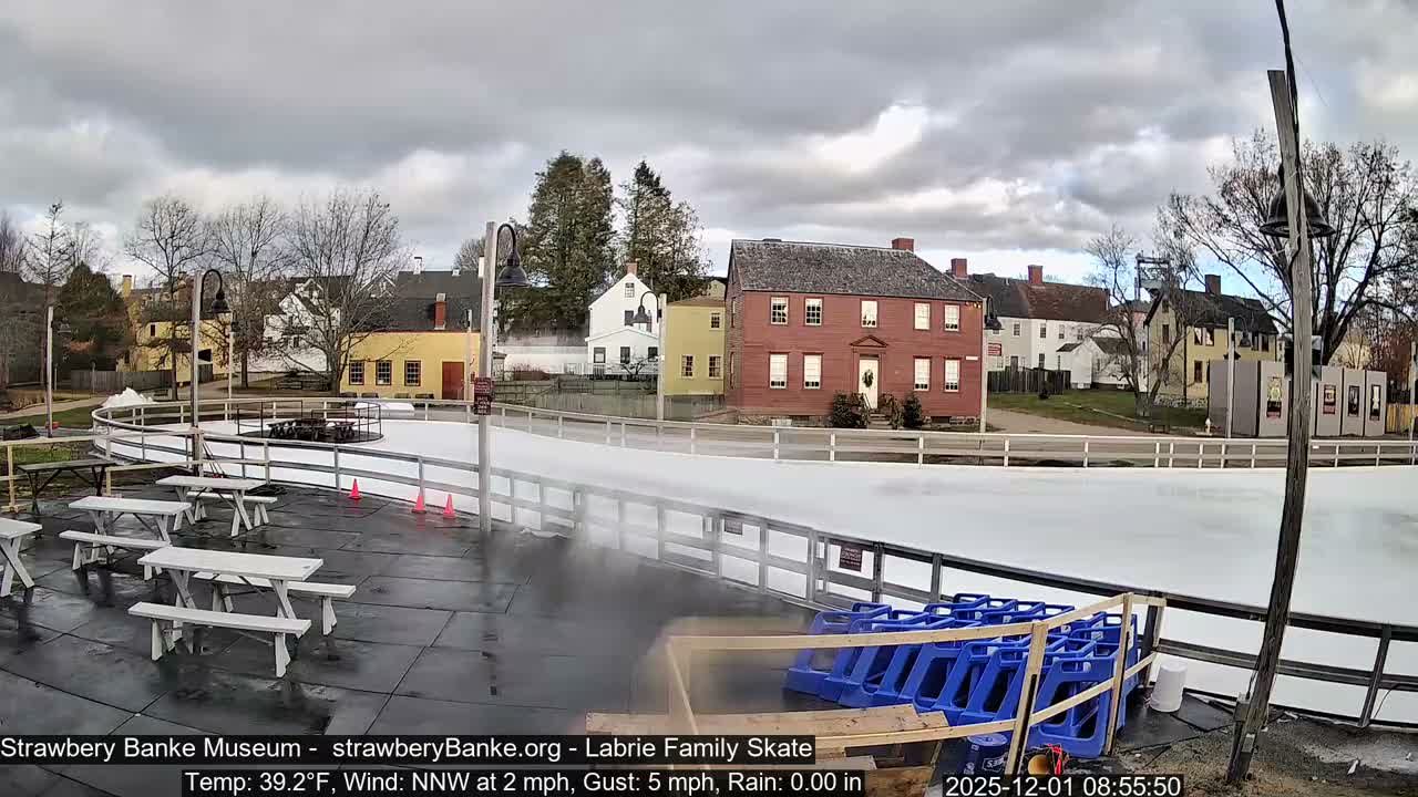 Ice Skating - Patio Cam at Strawbery Banke, Porsmouth , Live Camera, New Hampshire 
