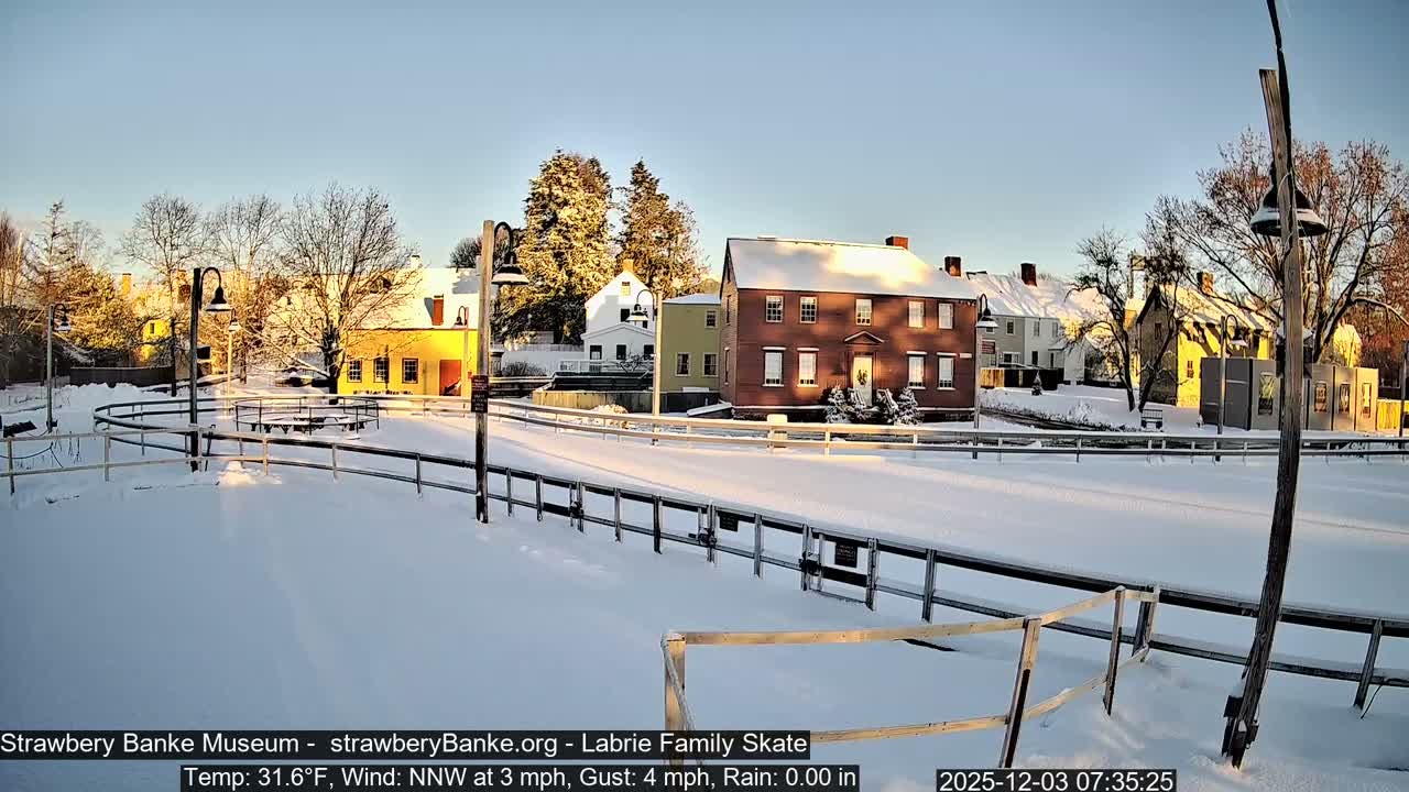 Ice Skating - Patio Cam at Strawbery Banke, Porsmouth , Live Camera, New Hampshire 