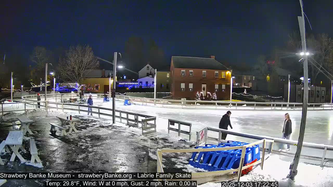 Ice Skating - Patio Cam at Strawbery Banke, Porsmouth , Live Camera, New Hampshire 