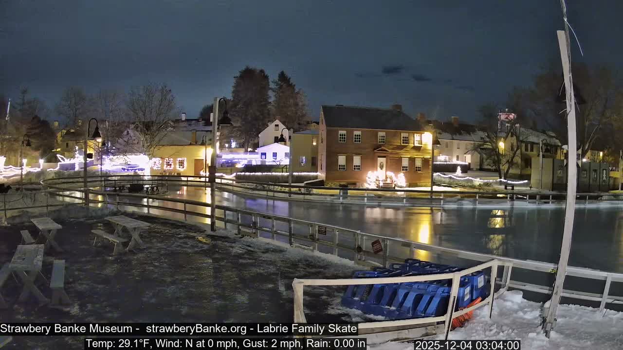 Ice Skating - Patio Cam at Strawbery Banke, Porsmouth , Live Camera, New Hampshire 