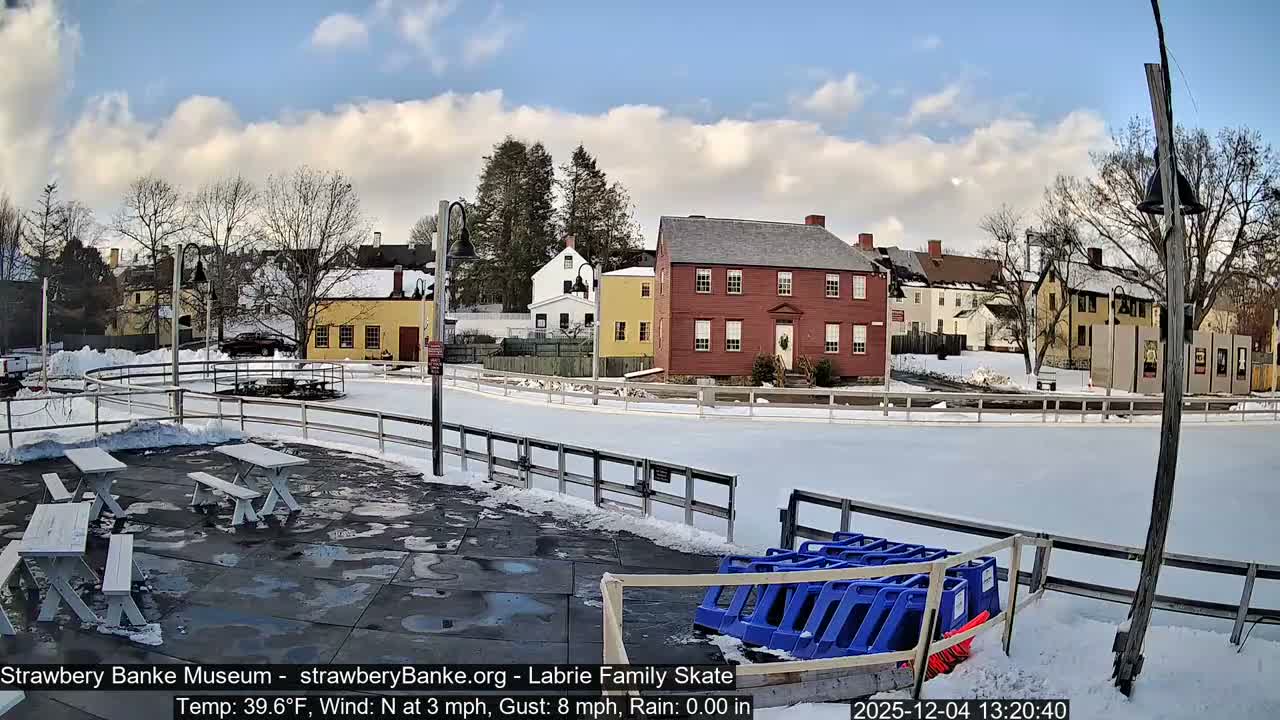 Ice Skating - Patio Cam at Strawbery Banke, Porsmouth , Live Camera, New Hampshire 