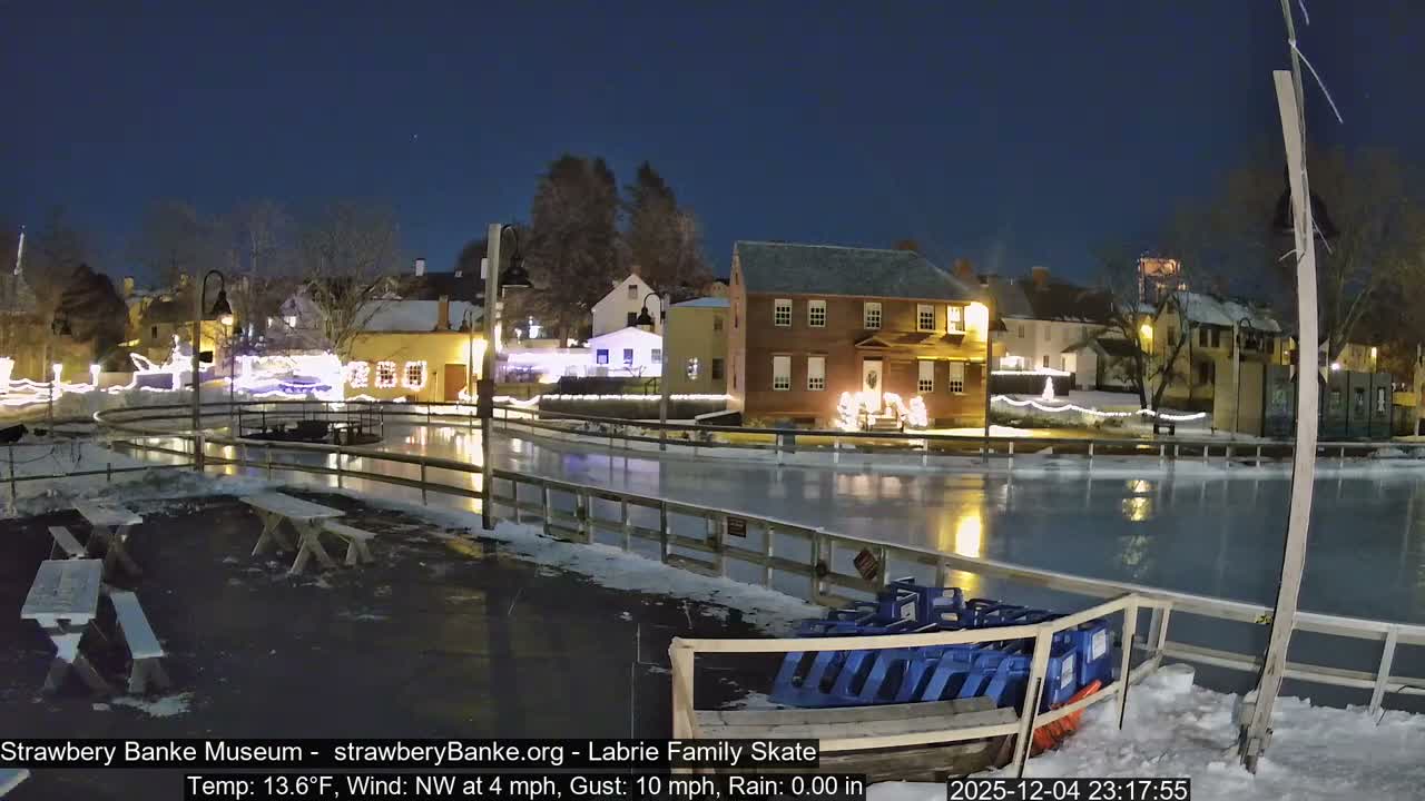 Ice Skating - Patio Cam at Strawbery Banke, Porsmouth , Live Camera, New Hampshire 