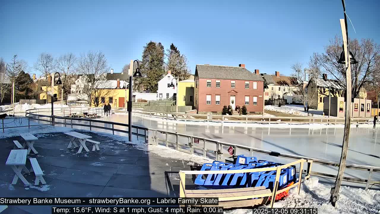 Ice Skating - Patio Cam at Strawbery Banke, Porsmouth , Live Camera, New Hampshire 