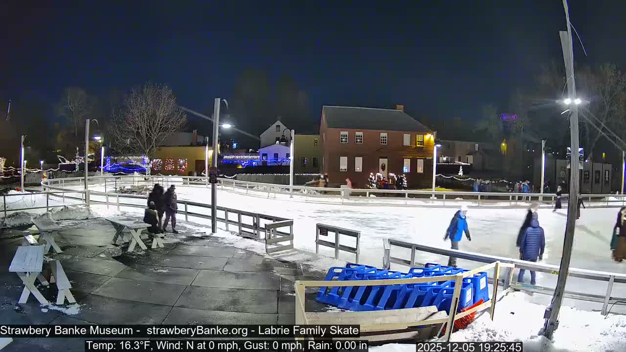 Ice Skating - Patio Cam at Strawbery Banke, Porsmouth , Live Camera, New Hampshire 