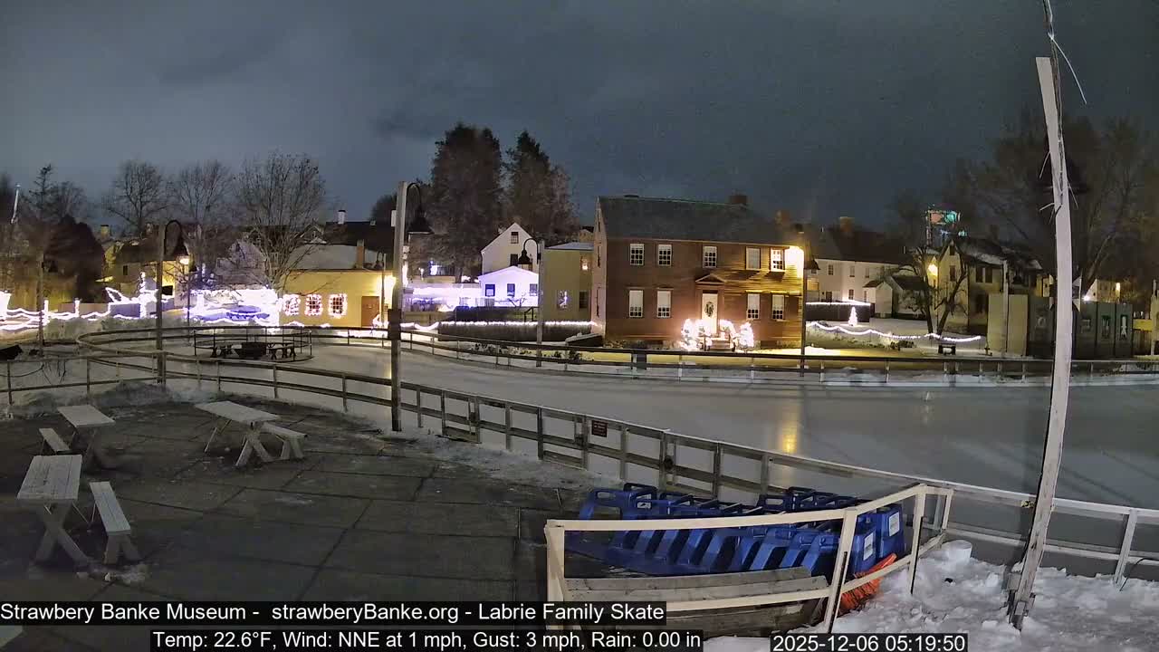 Ice Skating - Patio Cam at Strawbery Banke, Porsmouth , Live Camera, New Hampshire 