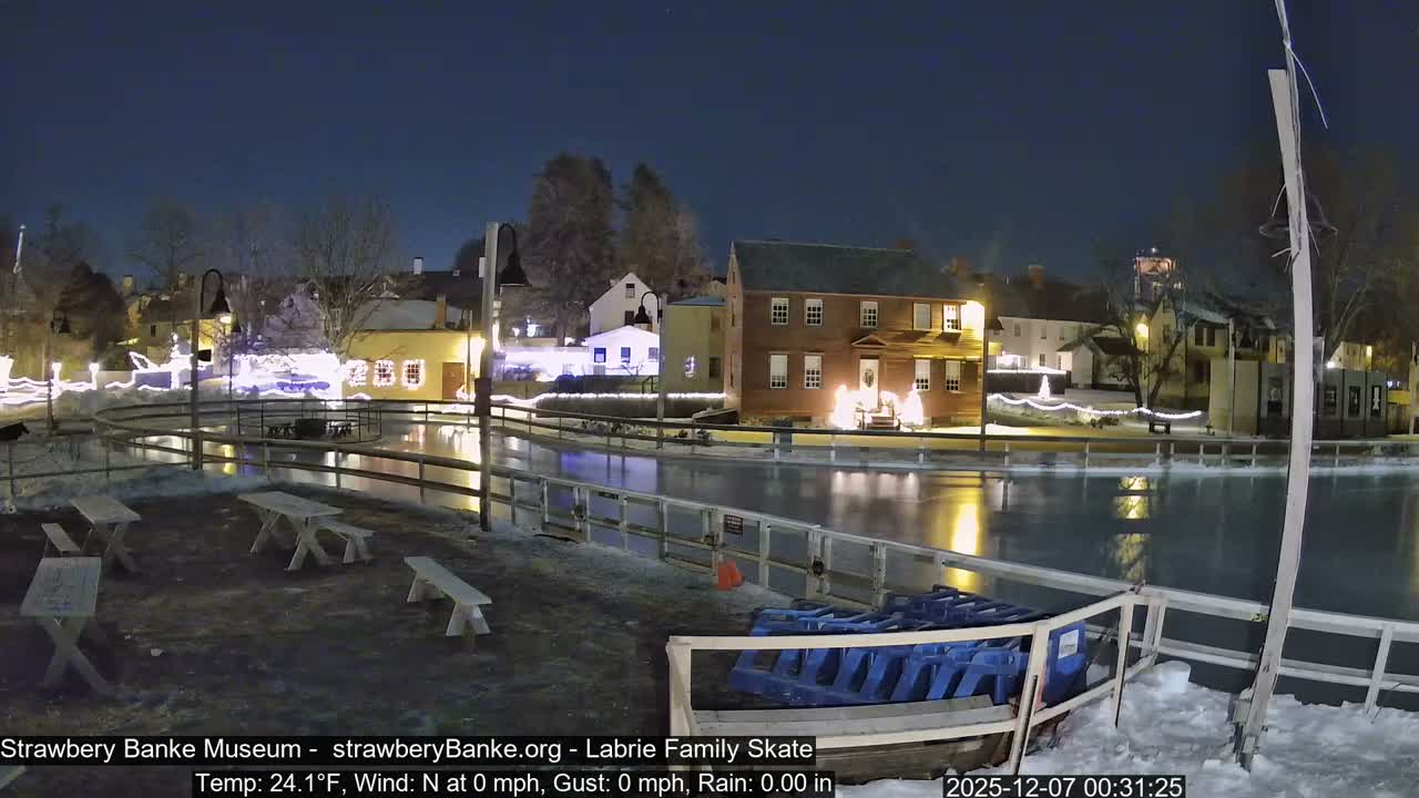 Ice Skating - Patio Cam at Strawbery Banke, Porsmouth , Live Camera, New Hampshire 