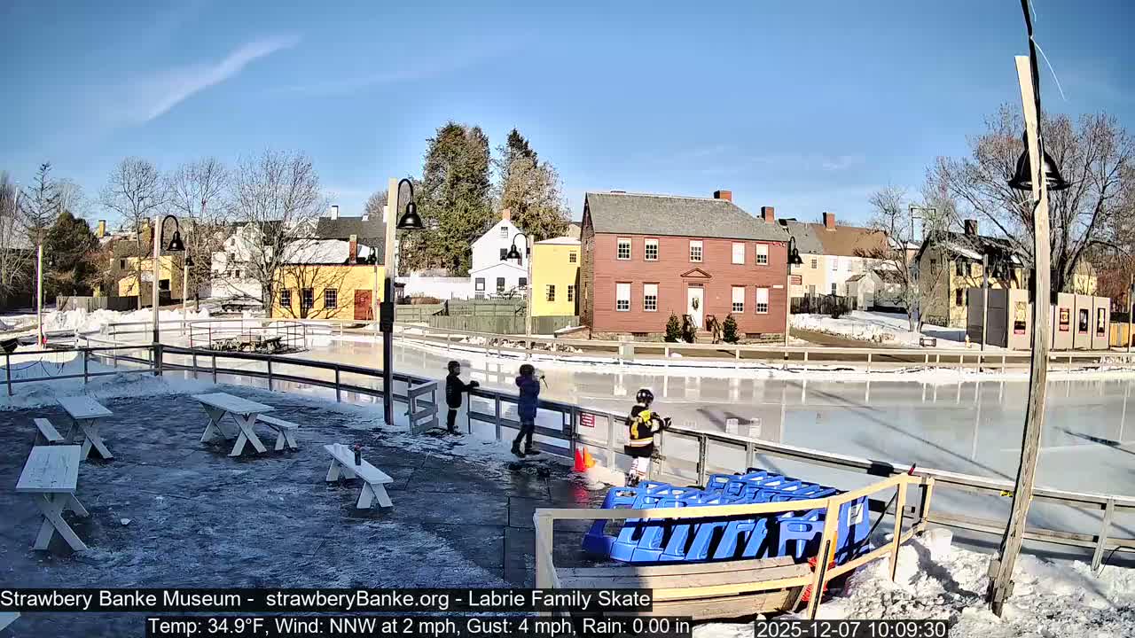 Ice Skating - Patio Cam at Strawbery Banke, Porsmouth , Live Camera, New Hampshire 