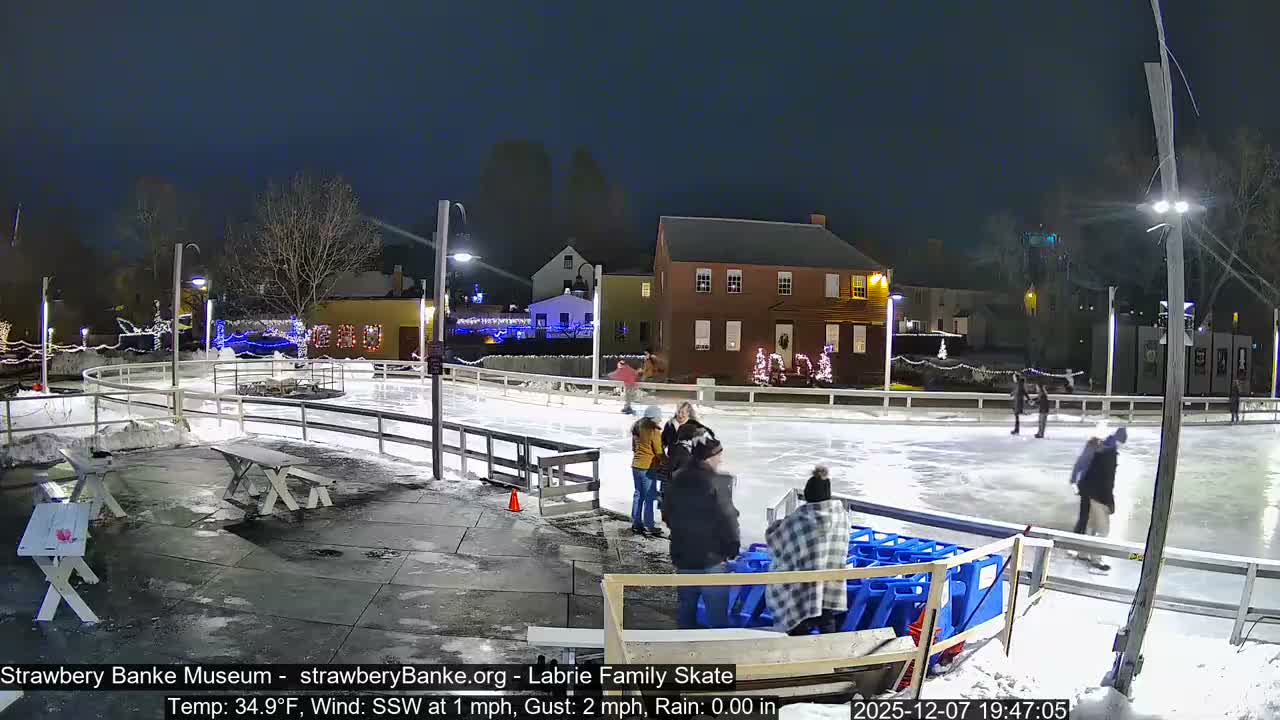 Ice Skating - Patio Cam at Strawbery Banke, Porsmouth , Live Camera, New Hampshire 