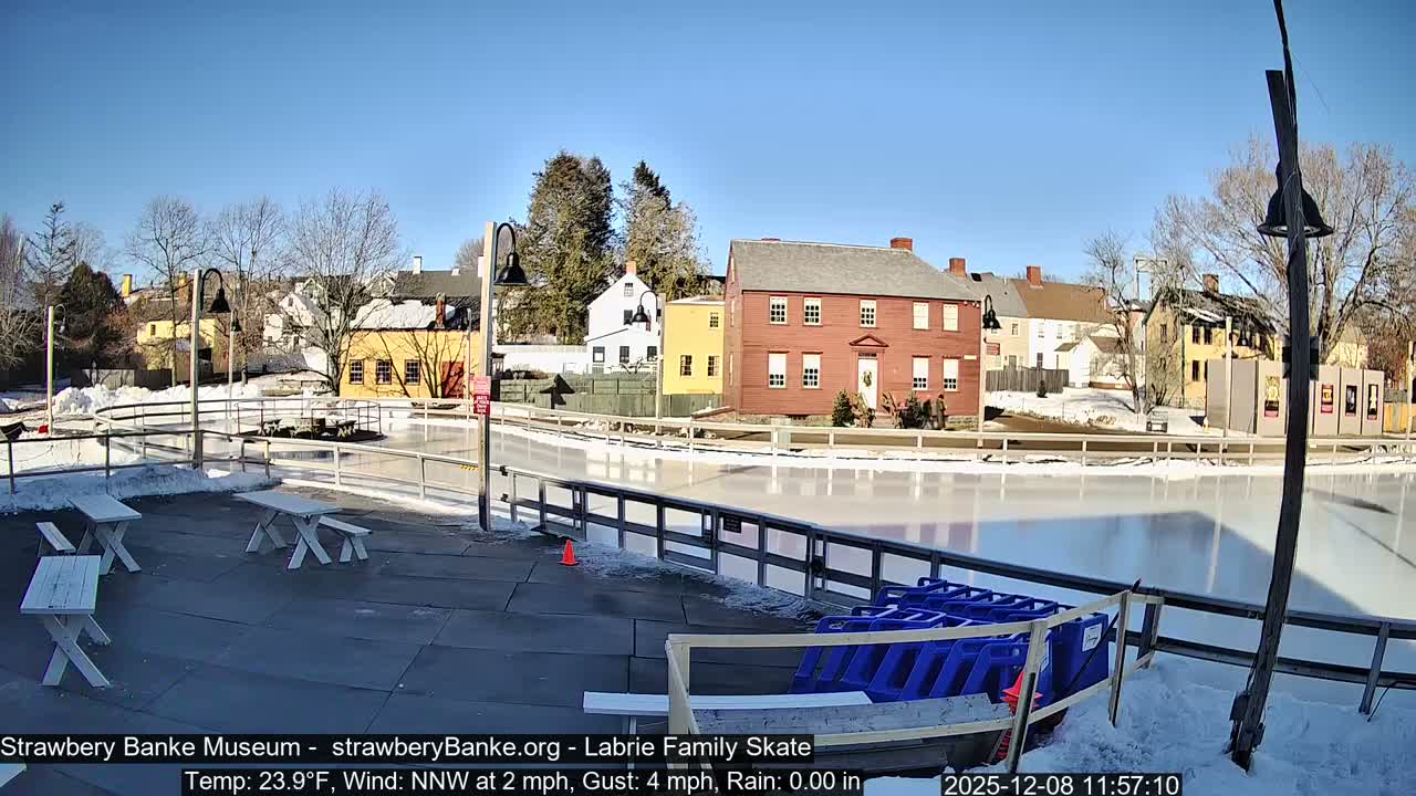 Ice Skating - Patio Cam at Strawbery Banke, Porsmouth , Live Camera, New Hampshire 