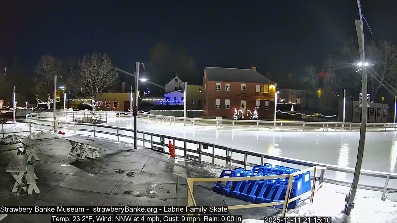 Ice Skating - Patio Cam at Strawbery Banke, Porsmouth , Live Camera, New Hampshire 