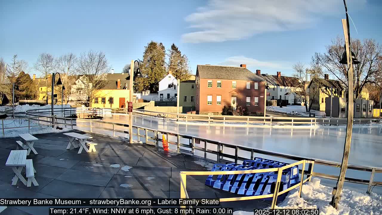 Ice Skating - Patio Cam at Strawbery Banke, Porsmouth , Live Camera, New Hampshire 