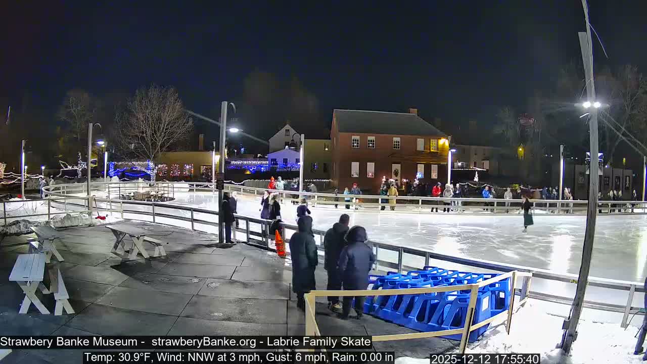 Ice Skating - Patio Cam at Strawbery Banke, Porsmouth , Live Camera, New Hampshire 