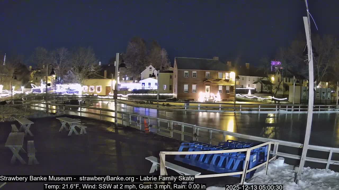 Ice Skating - Patio Cam at Strawbery Banke, Porsmouth , Live Camera, New Hampshire 
