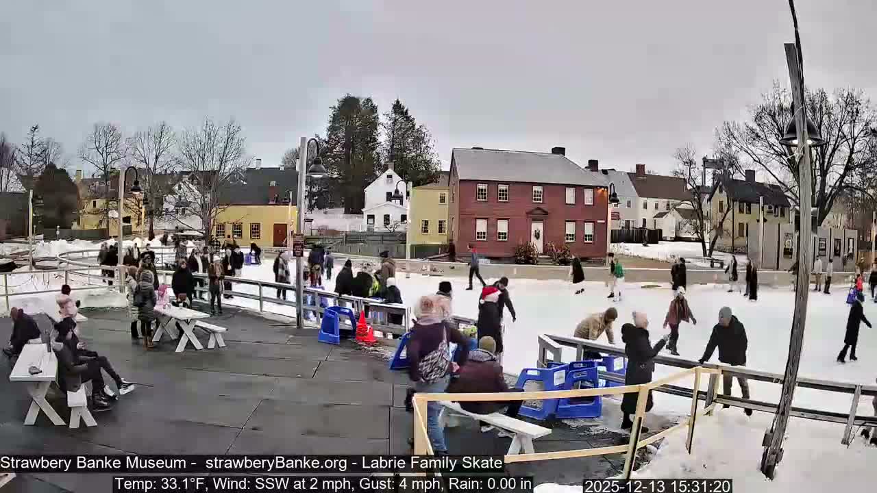 Ice Skating - Patio Cam at Strawbery Banke, Porsmouth , Live Camera, New Hampshire 