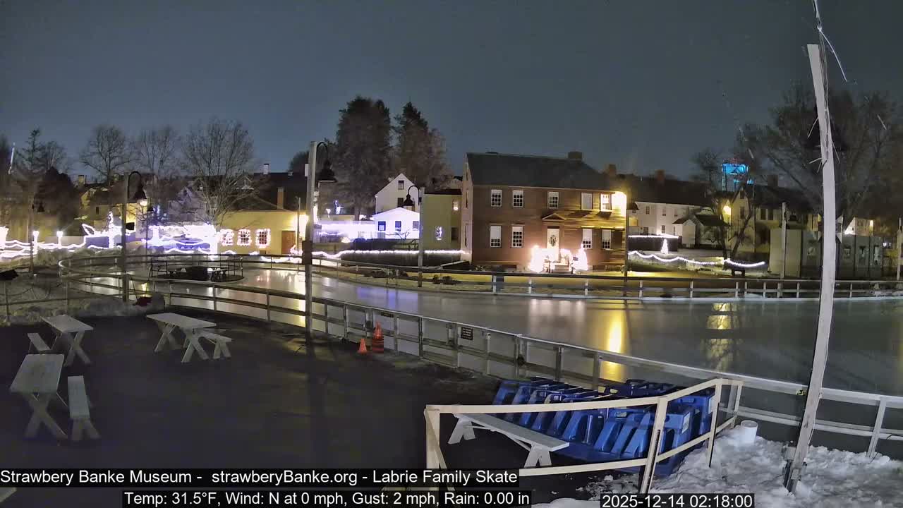 Ice Skating - Patio Cam at Strawbery Banke, Porsmouth , Live Camera, New Hampshire 