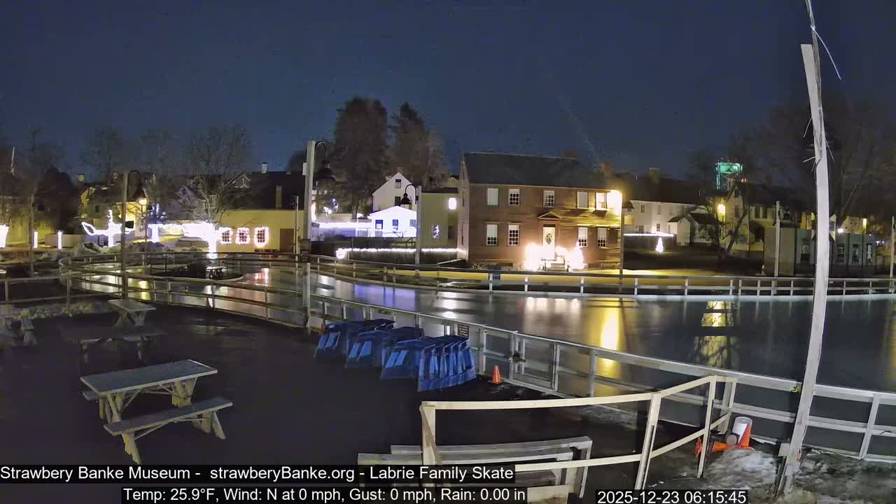 Ice Skating - Patio Cam at Strawbery Banke, Porsmouth , Live Camera, New Hampshire 