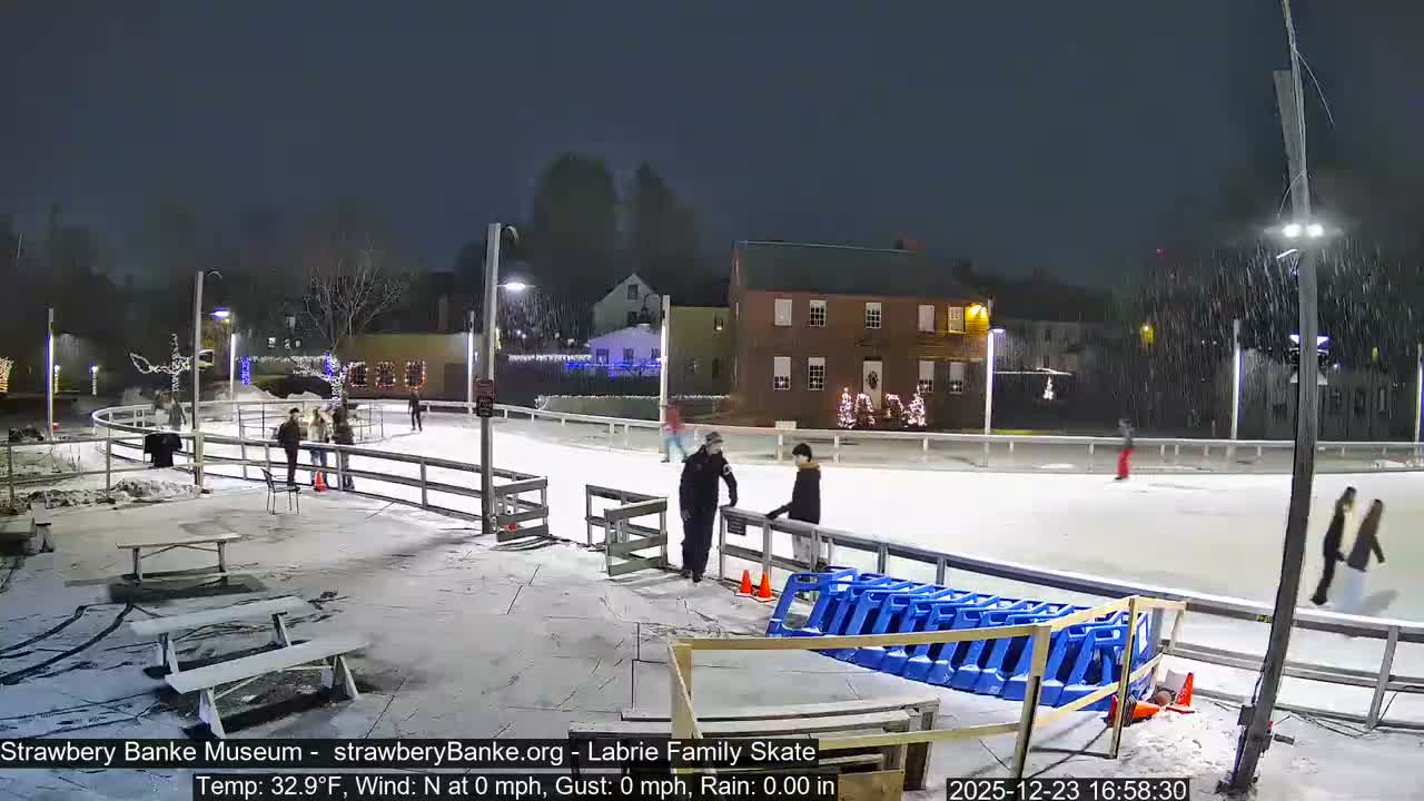 Ice Skating - Patio Cam at Strawbery Banke, Porsmouth , Live Camera, New Hampshire 