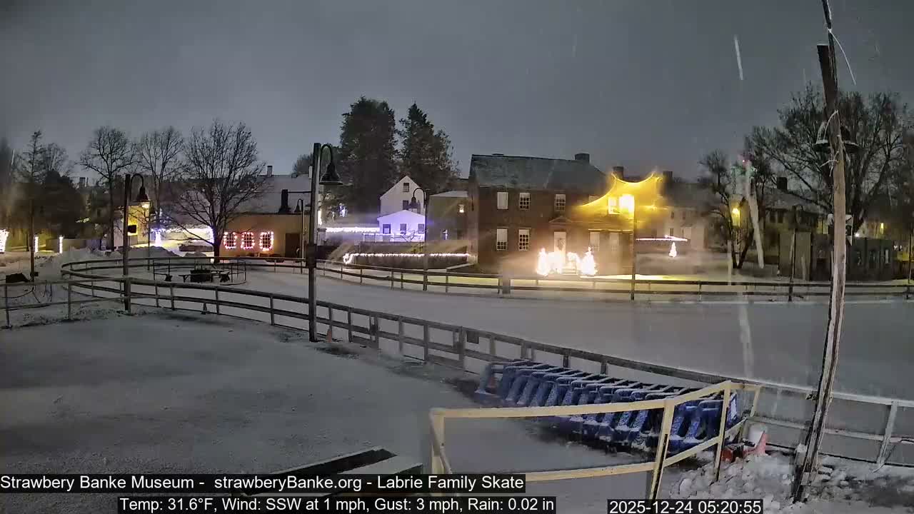Ice Skating - Patio Cam at Strawbery Banke, Porsmouth , Live Camera, New Hampshire 