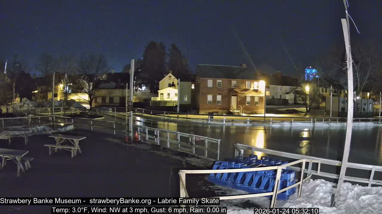 Ice Skating - Patio Cam at Strawbery Banke, Porsmouth , Live Camera, New Hampshire 