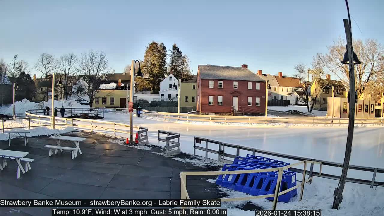 Ice Skating - Patio Cam at Strawbery Banke, Porsmouth , Live Camera, New Hampshire 