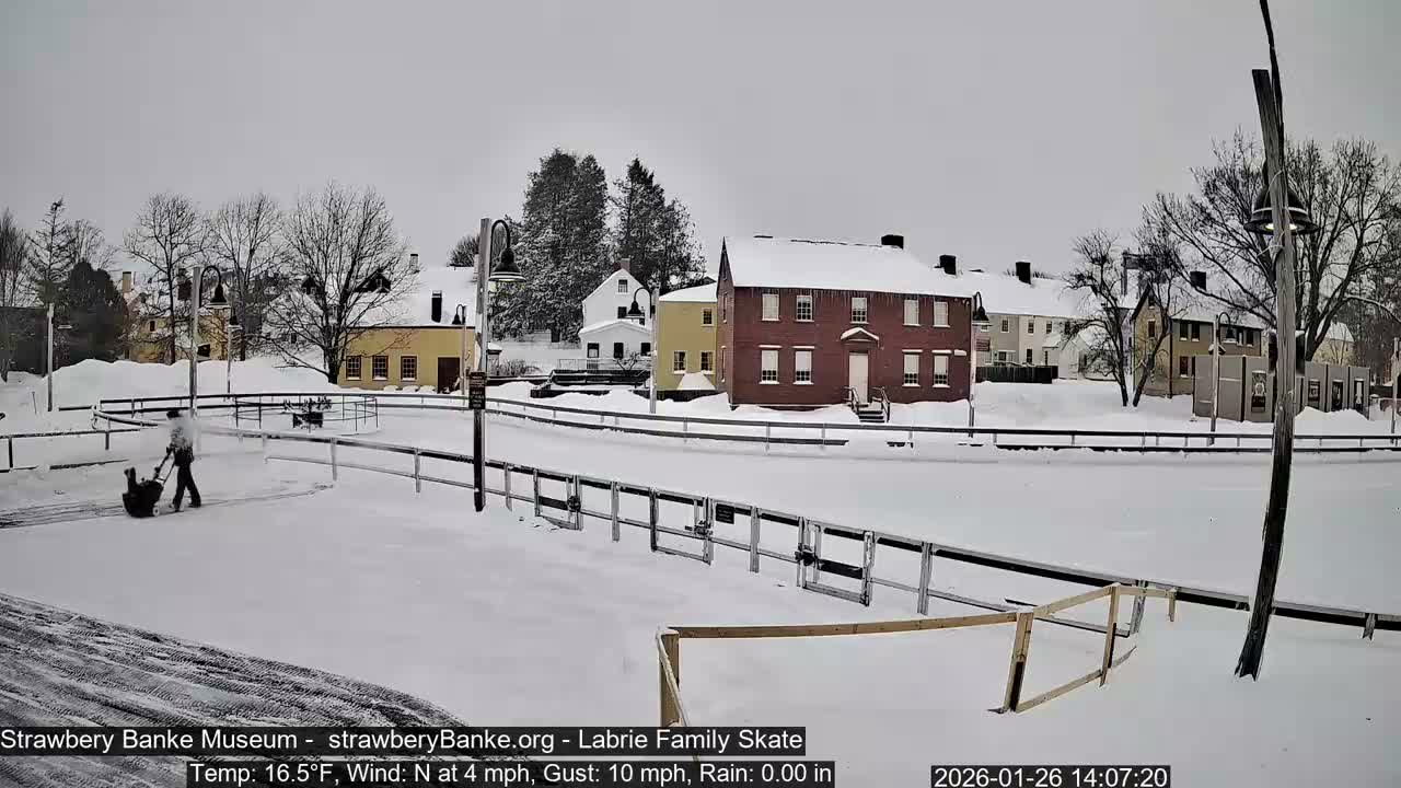 Ice Skating - Patio Cam at Strawbery Banke, Porsmouth , Live Camera, New Hampshire 