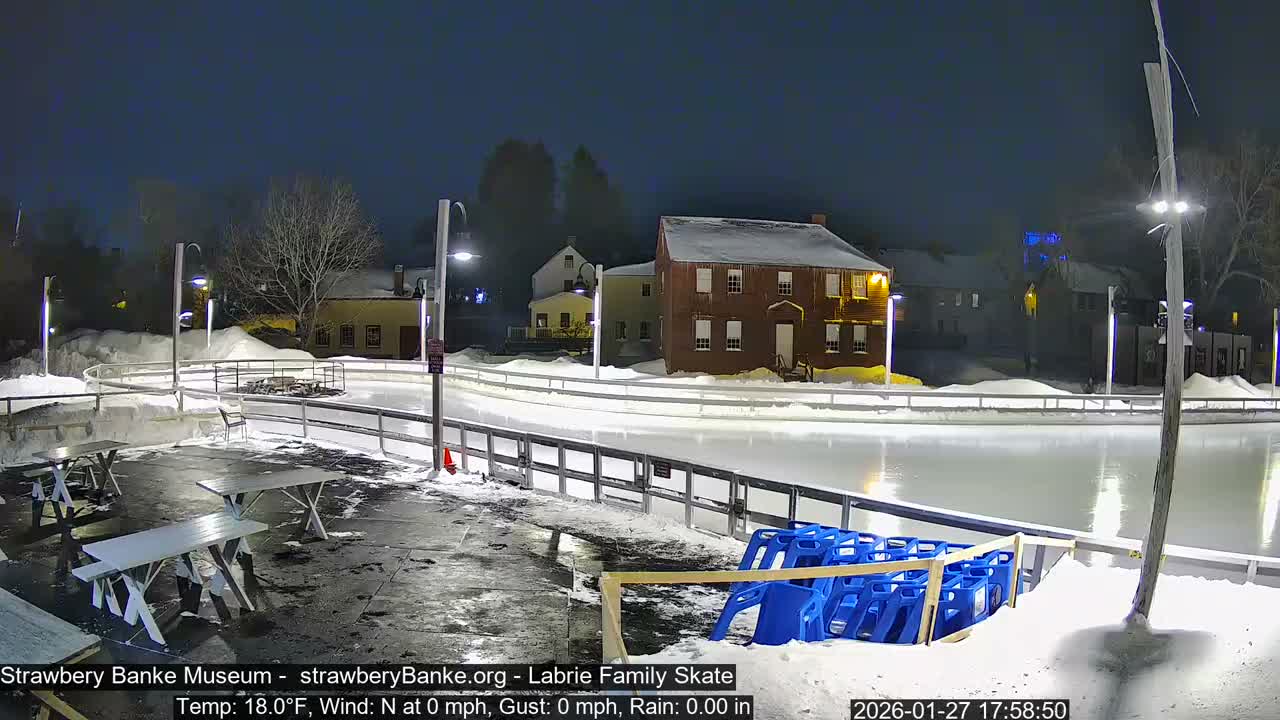 Ice Skating - Patio Cam at Strawbery Banke, Porsmouth , Live Camera, New Hampshire 